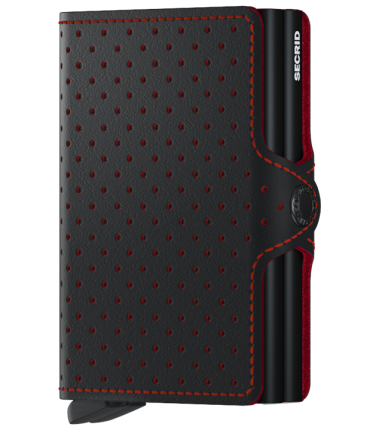 TWINWALLET PERFORATED BLACK-RED MIT/OHNE GRAVUR