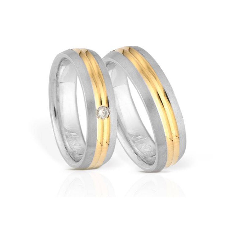 Partnerringe Silber 925/Gold 750